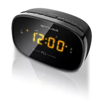 Radio reloj Muse M-150CR con sintonizador FM-PLL, pantalla LED de 1,52 cm, alarma (radio/zumbador), AC 230V/AAA pilas