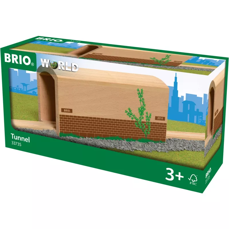 BRIO World 33735 túnel alto de madera para vía de tren, madera certificada FSC, a partir de 3 años