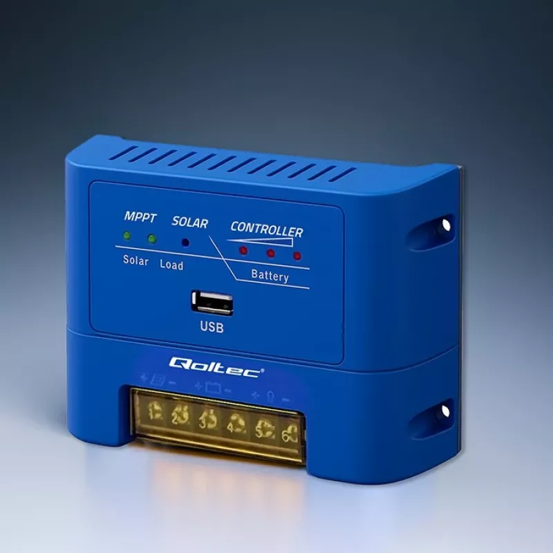 Regulador de carga solar QOLTEC MPPT 15A para la alimentación de sistemas de corriente continua, modelo 53666