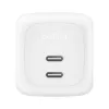 Cargador rápido AC de interior Belkin WCH020KQ2MWH-B6 – 2x USB-C, cable integrado de 2 m, blanco