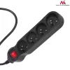 Regleta de enchufes Maclean MCE180 1,4 m 4 tomas interiores negra