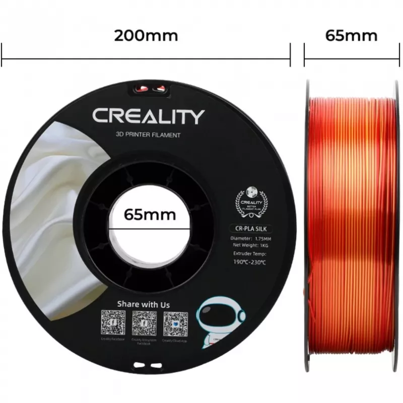Creality CR-Silk PLA filamento, 1,75 mm, 1 kg, oro/rojo