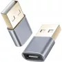 Adaptador helos 304282 conector hembra USB 2.0 Type-C a conector macho USB 2.0, gris oscuro