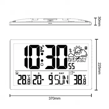 Reloj de pared GreenBlue GB218 — LCD extragrande, estación meteorológica, temperaturas interior/exterior, indicación de fecha