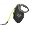 Correa retráctil Flexi NEON GIANT M — correa de cinta 8 m, carga máx. 25 kg, empuñadura ergonómica, negra/amarilla