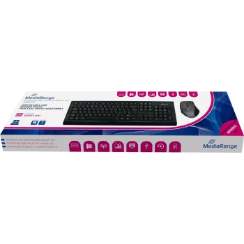 MediaRange MROS104-FR Teclado y ratón incluidos Office RF Wireless AZERTY Francés Negro - Gris (MROS104-FR)