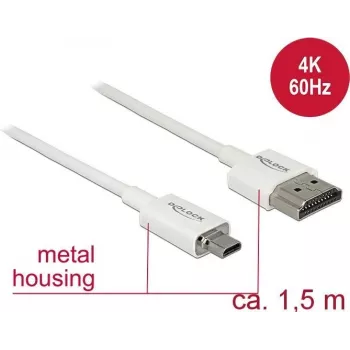 Cable HDMI DeLOCK 85150 1,5 m HDMI Type-A a Type-D blanco