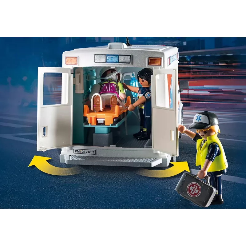 Ambulancia de juguete PLAYMOBIL 71232 — multicolor, para 4–10 años, pila AAA