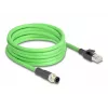 Cable de red DeLOCK M12 D-codificado 4 polos conector macho a conector macho RJ45 PUR (TPU) 5 m