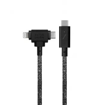 Cable de carga y datos native union Belt Cable Duo Pro USB-C a USB-C y Lightning Negro