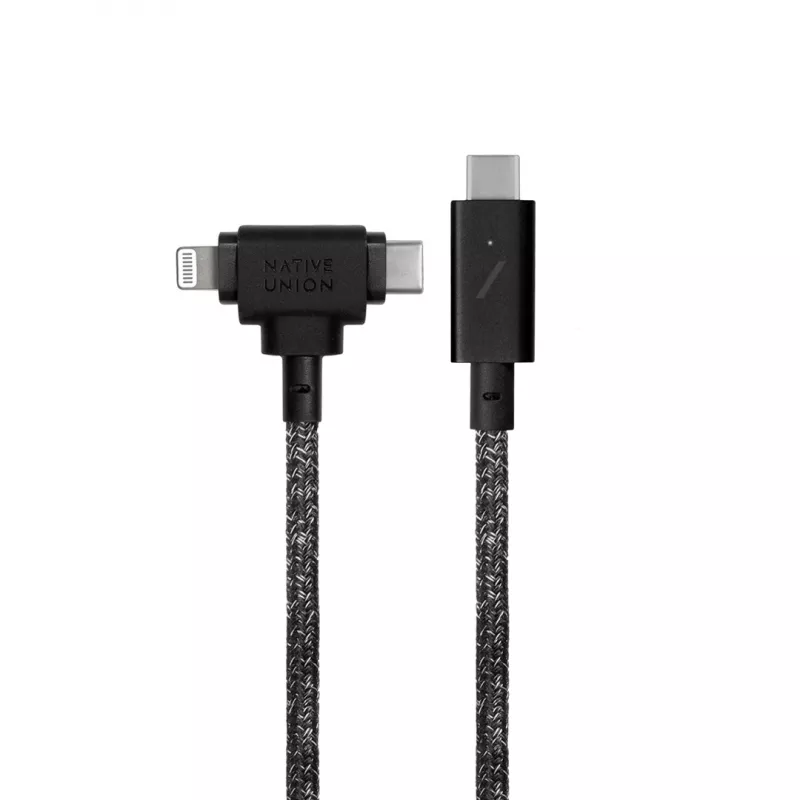 Cable de carga y datos native union Belt Cable Duo Pro USB-C a USB-C y Lightning Negro