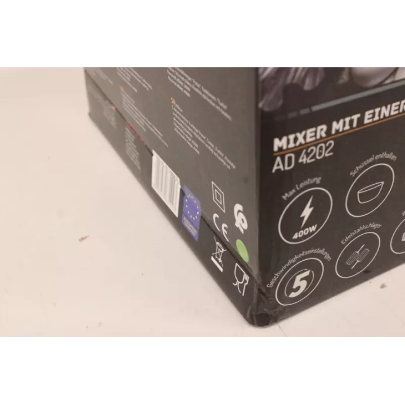 SALE OUT. | Adler | Batidora | AD 4202 | Batidora con bol | 300 W | 5 velocidades | Modo turbo | Blanca | EMBALAJE DAÑADO