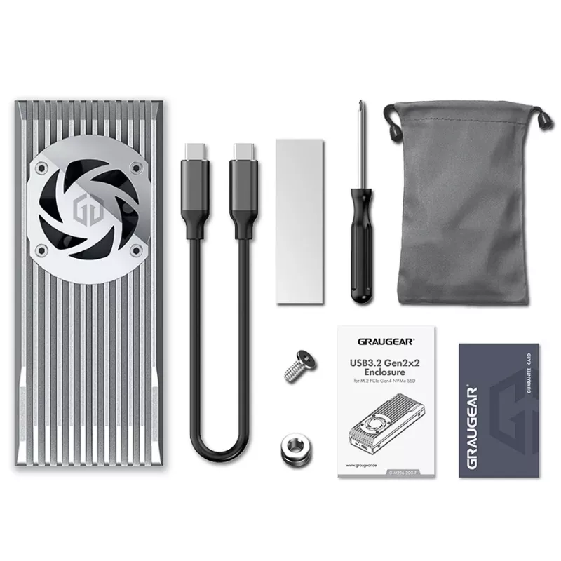 Carcasa externa GrauGear M.2 NVMe con ventilador 20Gbit - Carcasa para unidad - Carcasa (G-M206-20G-F)