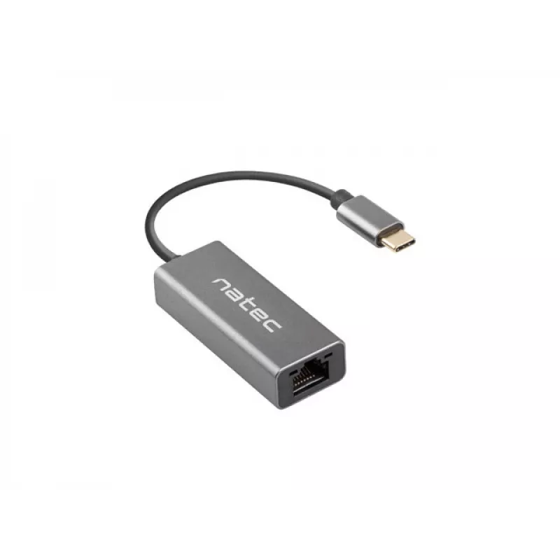 Natec Cricket NNC-1925 adaptador Ethernet de USB-C 3.1 Gen 1 a RJ45, 1000 Mbit/s, cable de 15 cm, aluminio, gris
