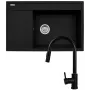 Set - fregadero PYRAMIS CAMEA (79x50) 1B 1D R + grifo IDEA Black Edition - 070168502BE - Volcano