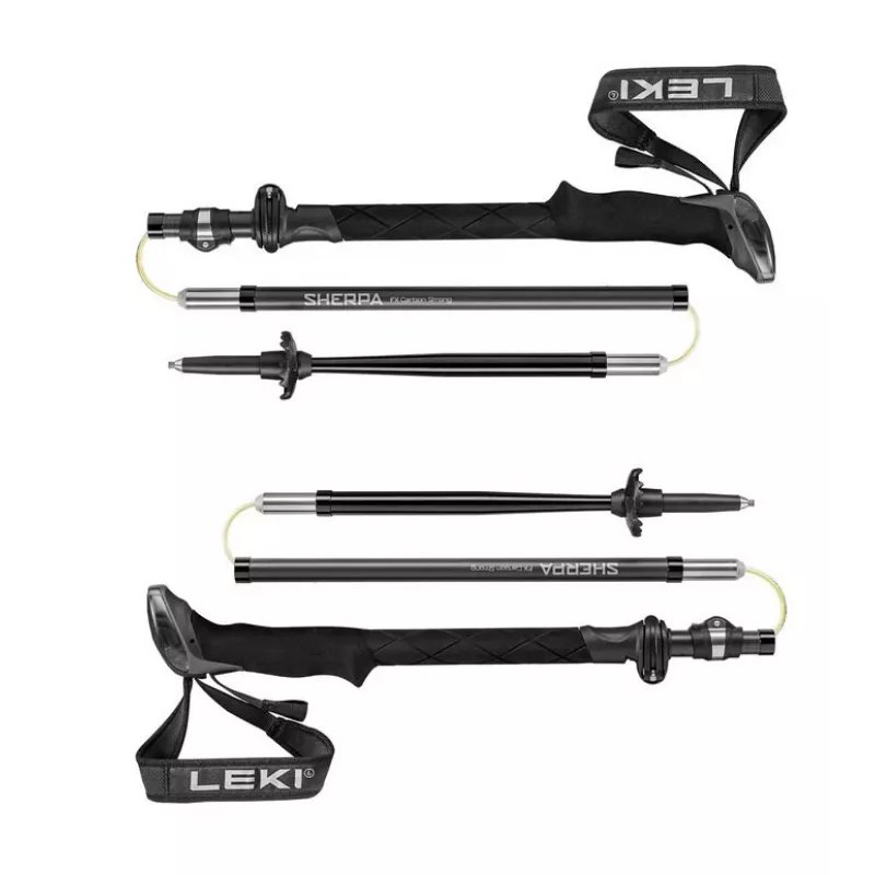 Bastones de trekking Leki Sherpa FX ajustables 120–140 cm, negros