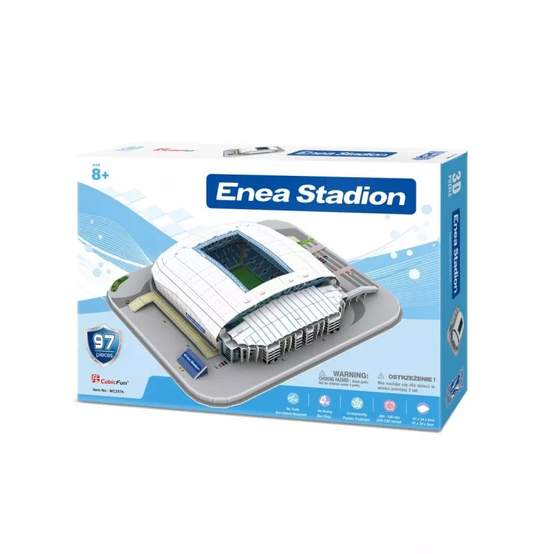 Puzle 3D cubicfun modelo del estadio Lech-Poznan — réplica del estadio a escala para montar, piezas de cartón, número de modelo 306-20257