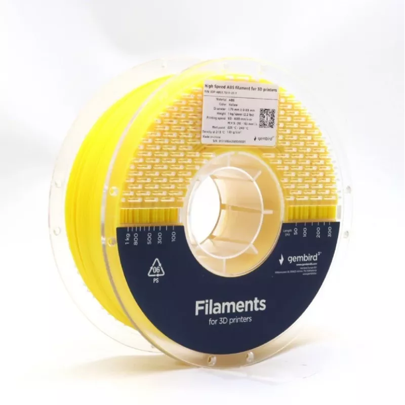 Filamento para impresión 3D Gembird ABS 1,75 mm amarillo 1 kg