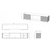 Mueble TV Cama Meble LARA 183x35x37 cm negro mate con chimenea eléctrica integrada