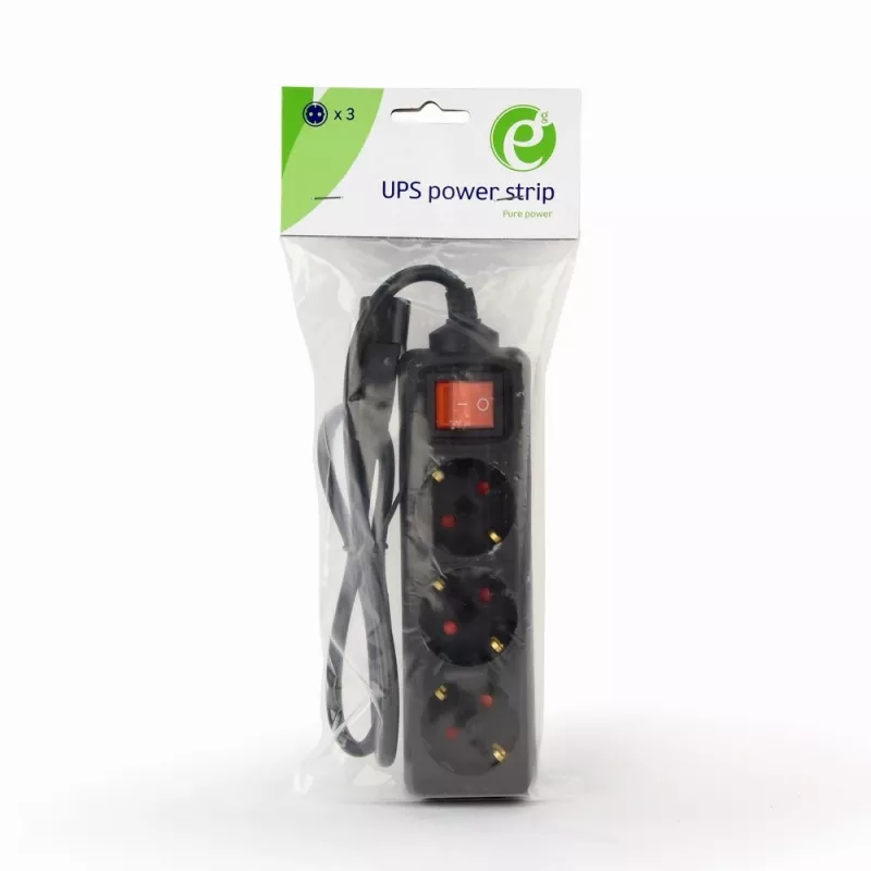 Alargador eléctrico Gembird EG-PSU3-01 0,6 m 3 salidas AC para interior negro