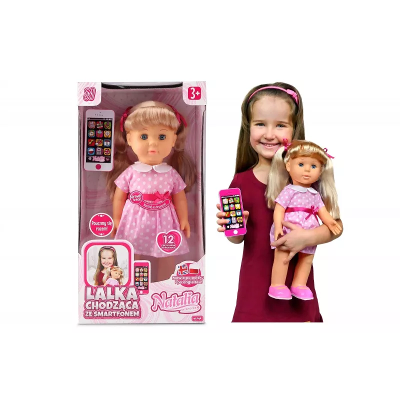 Muñeca Artyk Natalia camina con smartphone 41 cm – muñeca andadora Artyk 41 cm con accesorios