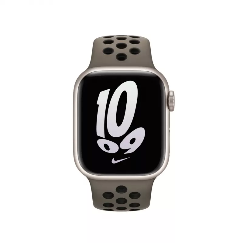 Correa para Apple Smartwatch, 41 mm Oliva Gris/Negro Nike Sport Band, fluoroelastómero, muñeca 130–200 mm