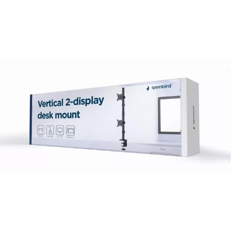 Soporte para monitor Gembird MA-D2-02, brazo de sobremesa para monitor, capacidad de carga máxima 9 kg