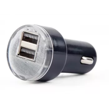Cargador de coche Gembird EG-U2C2A-CAR-02, entrada 12–24V, salida 5V/2,1A, 2× USB 2.0, negro