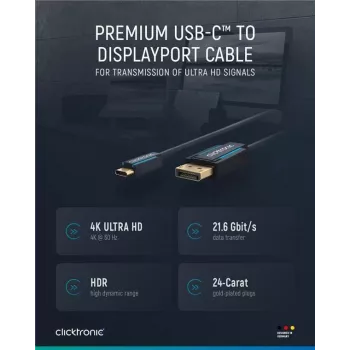 Cable USB-C a DP. M/M. Azul. 1,0 m - Cable - Digital/Datos (44931)