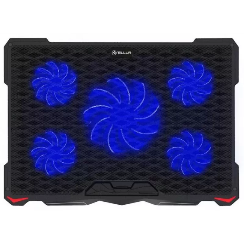 Base refrigeradora Tellur Basic 17, 5 ventiladores, LED, negra