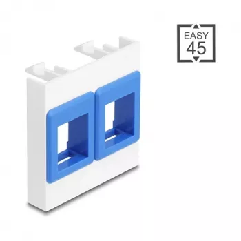 Accesorio de marco snap-in DELOCK 81557 — marco para módulo Keystone de plástico, 45×45×17,5 mm, azul/blanco