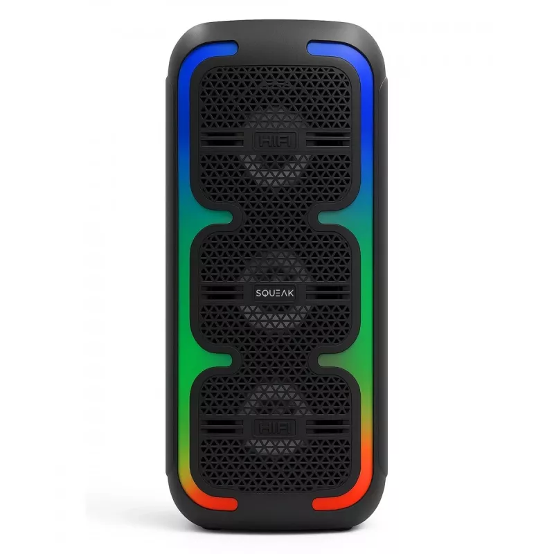 Altavoz estéreo portátil SQUEAK SQ1009 – Bluetooth 5.3, 45 W RMS, 10 h de autonomía, FM, USB, AUX, LED, 1800 mAh, negro