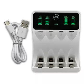 Cargador de baterías QOLTEC 50848 para pilas NiMH AAA (R03) y AA (R6) con pantalla LCD