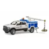 Coche Dodge RAM 2500 Service con luz giratoria y grúa BRUDER 02509