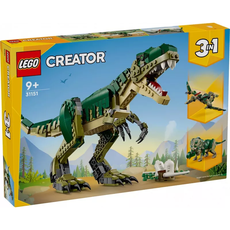 Juguete de construcción LEGO Creator 3 en 1 T.Rex, set de construcción, 626 piezas, 150 mm de altura, edad 9+