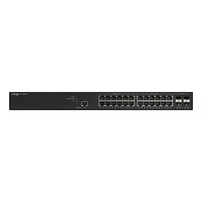 Switch gestionado LANCOM GS-3628XP, 24× puertos 2,5G RJ-45, PoE, L2/L3, montaje en rack 1U