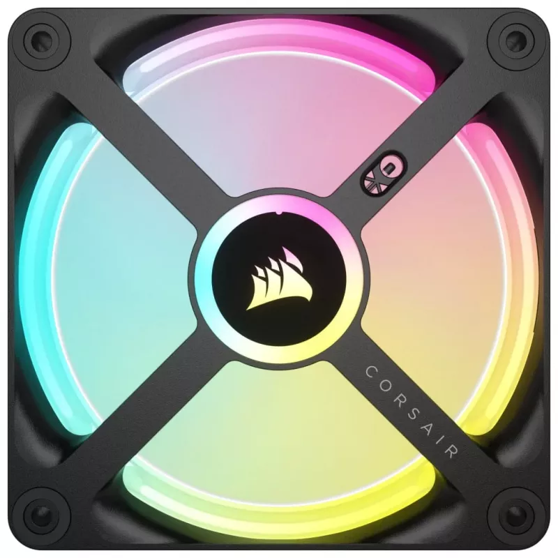 Corsair CO-9051001-WW iCUE LINK QX120 RGB ventilador de caja, 120 mm, PWM, con sensor de temperatura, negro