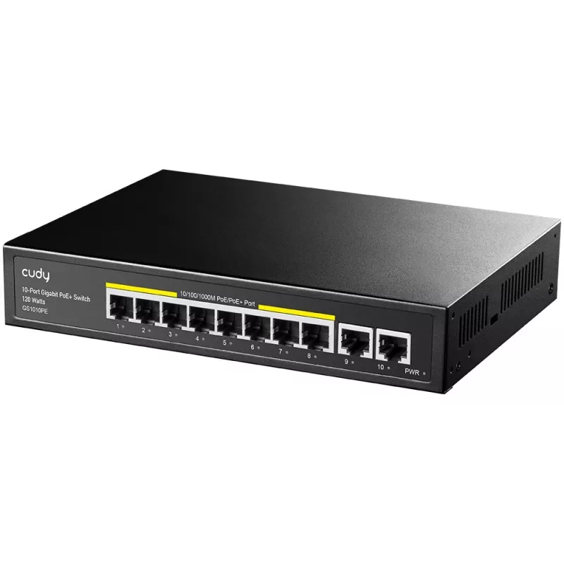 Cudy GS1010PE Switch de red Gigabit Ethernet 10 puertos PoE Negro