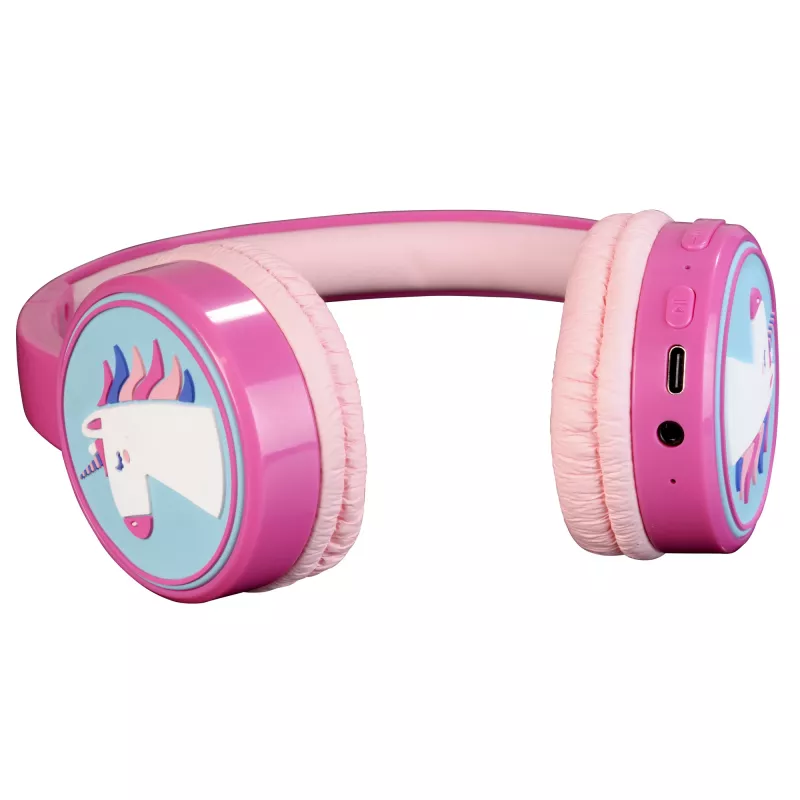 Denver BTH-106P auriculares de diadema para niños, con cable e inalámbricos (Bluetooth), rosa