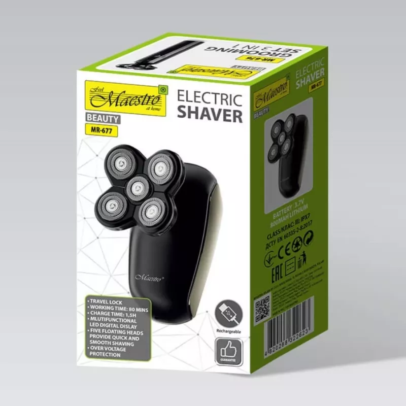 Afeitadora eléctrica Maestro MR-677 USB recargable, carcasa sumergible