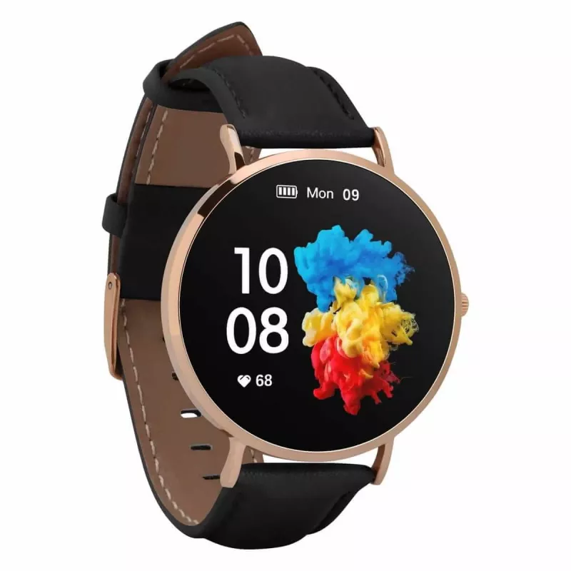 Smartwatch de piel Garett Verona oro-negro