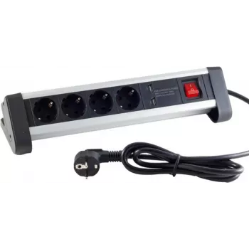 Alargador de corriente S/CONN 60317 1,5 m 4 salidas AC para interior negro blanco