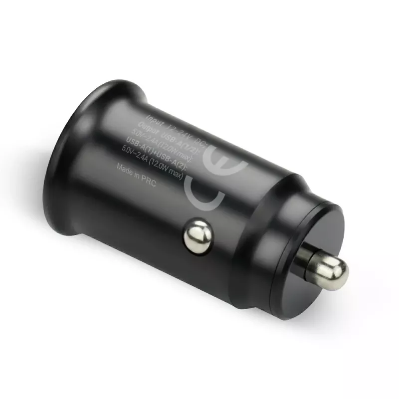 Cargador de coche everActive CC-25 — 2x puertos USB, 12W de potencia total, corriente de vehículo 12V–24V