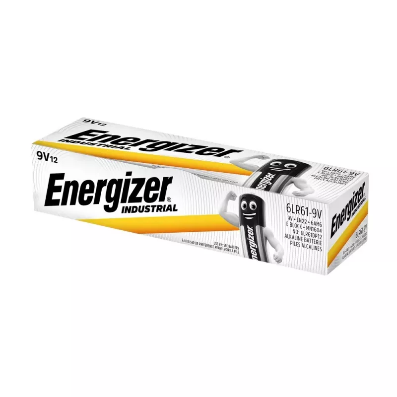 Pilas alcalinas Energizer 9V PP3 Industrial, pack de 12