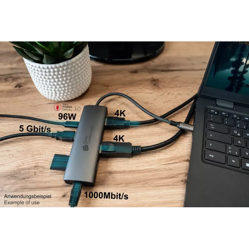 Alcasa HUB-C001A hub de interfaz USB Type-C 5000 Mbit/s antracita