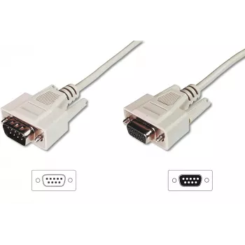 Digitus ASSMANN - Cable de prolongación serie - DB-9 (M) - DB-9 (H) - 3 m - moldeado, tornillos de mariposa - beige (AK-610203-030-E)