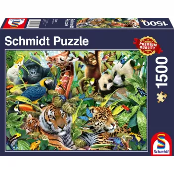 Schmidt Spiele 57385 Kunterbunte Tierwelt puzle, 1500 piezas, animales, a partir de 12 años