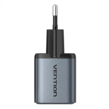 Cargador GaN Vention FEWH0-EU 30W — 1× USB-C, 1× USB-A, 30 W, negro