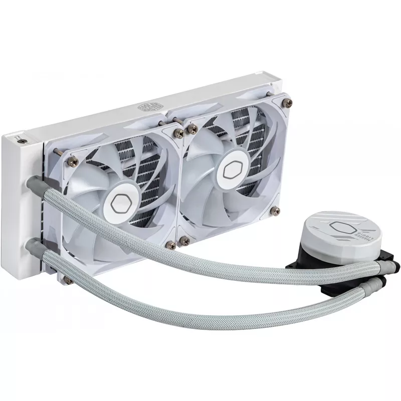 Kit de refrigeración líquida Cooler Master MasterLiquid 240L Core ARGB blanco — radiador de 240 mm, ventilador de 120 mm, compatible con LGA1700/AM5/AM4 y zócalos anteriores