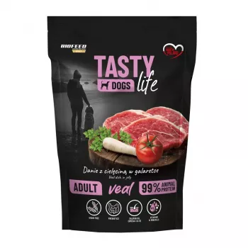 Comida húmeda para perros BIOFEED Tasty Life Ternera — 90% ternera, bolsa de 500 g, sin cereales, alimento completo